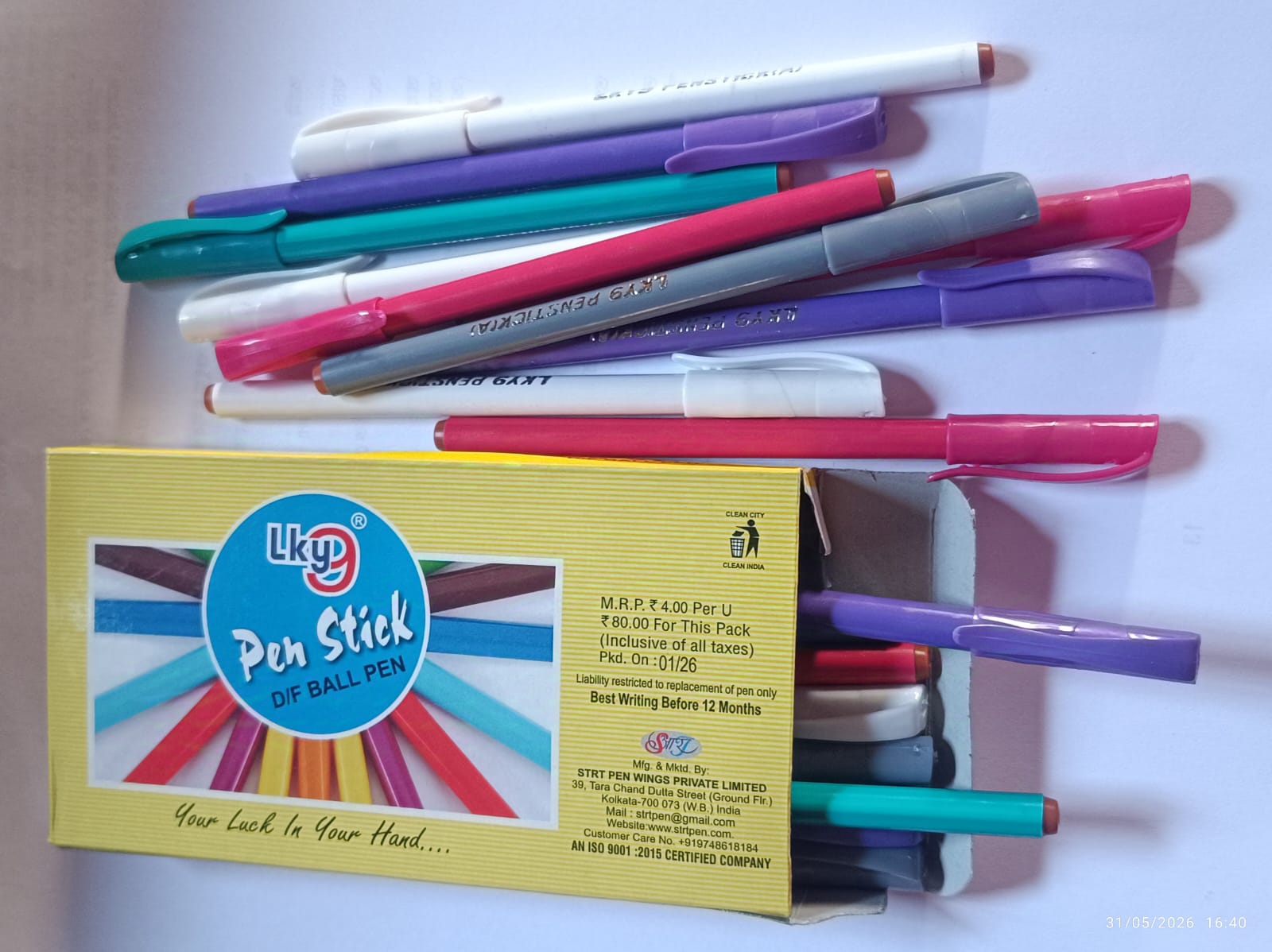Lky9 Smoothie Ball Pens | Pack of 20 Blue Ink Pens | Use & Throw Pens | Pens for Writing | Lightweight Body Design | For One Time Use | Firm Grip | Smooth Flow of Ink | Stick