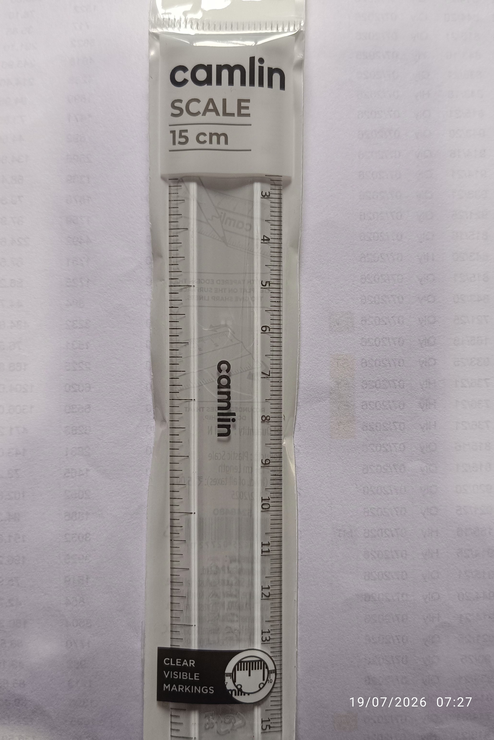 Camlin Clear Visible Markings Scale Transparent  15cm