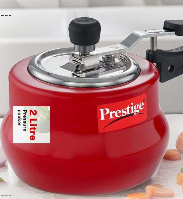 Prestige 2L Nakshatra DUO Plus Svachh Inner Lid Aluminium Handi|Ideal for 2-3 persons|Deep lid for Spillage Control|Gas or induction compatible|Red